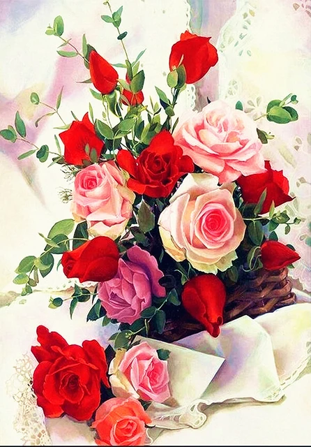 5D Diamond Painting Flower Full Diamond Tulip Rose DIY Diamond Mosaic Art Painting Cross Stitch Rhinestone Embroidery Home Decor CY-HH00815XAE6