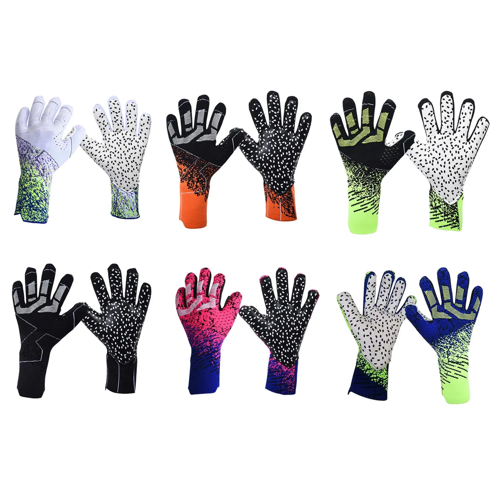 

Adults Goalkeeper Gloves Thickened Nonslip Polyester with Grip Palms Hand Protection Anticollision Sportout Goalie Gloves