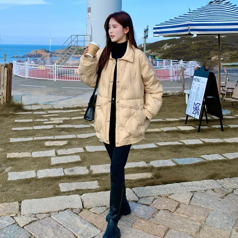 Pregnant Women's Down Jacket 2023 Oversize Cargo Coats Midi Loose Warm White Duck Black Coffee Clothes Female Long Sleeve Winter