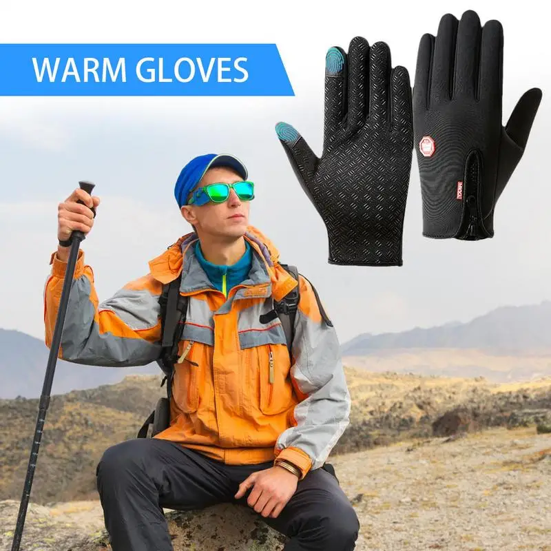 Outdoor Cycling Gloves, Bicycles For Warmth And Anti Slip In Autumn And Winter Touchscreen Snow Gloves For Driving Hiking 5