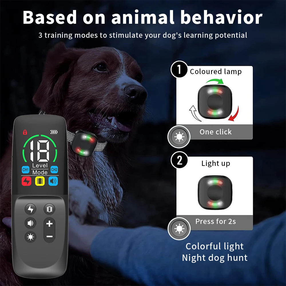 800m Electric Dog Training Collar with Shock Vibration Sound