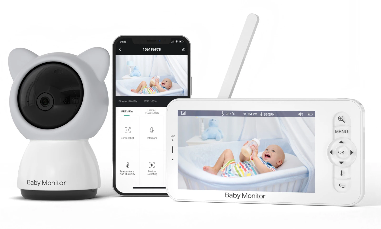 Baby Monitor Babyphone Video Baby Camera Bebe Nanny HD 5 Inch LCD Two Way  Talk PTZ Lullabies for New Born Smart Baby Monitor