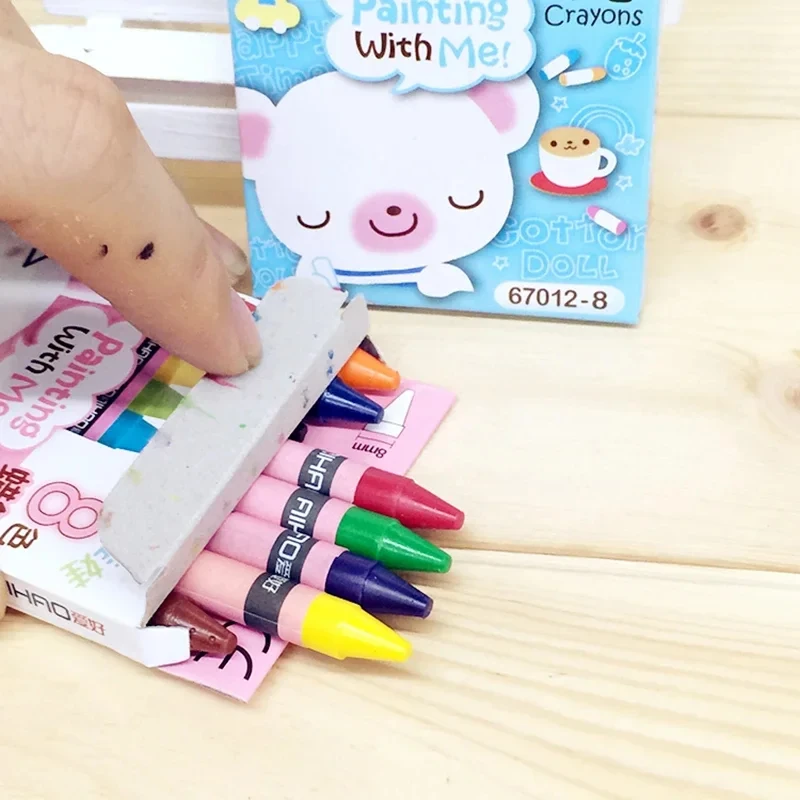 Crayons 1Box Creative Cartoon 8/12 Colors Drawing Non-Toxic Oil Pastels Kids Student Pastel Pencils Art Supplies Stationery Gift