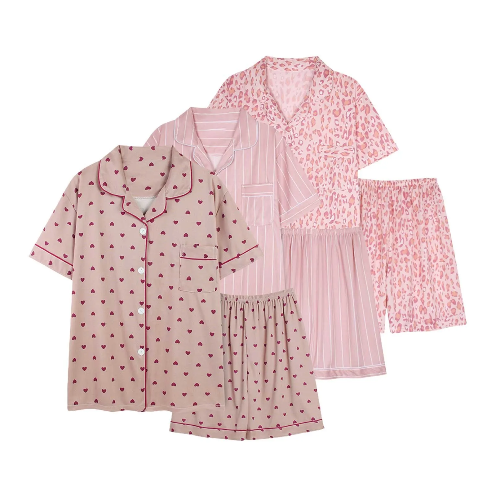 Women's Blouse Shorts House Wear Loose Casual Suit Wedding Pajamas for Bride Pajama Grams Pajamas Christmas for Women