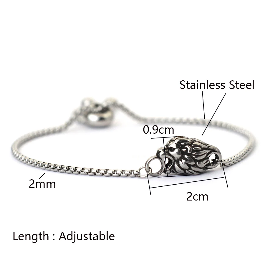 Stainless Steel Cuban Chain Lion Head Bracelet for Men