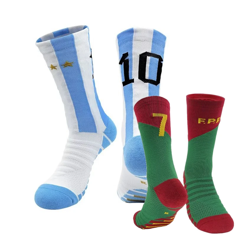 Children National team youth Professional Soccer Football Socks Messi Ronaldo Soccer Sock Kids Above Knee Long Breathable Sock sports socks football socks sport socks