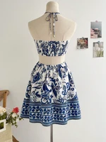 Women's Romantical Floral Print Halter Neck Sexy Fashionable Dress Easy to Create Lazy Stylish Vacation Style Dress - Image 2