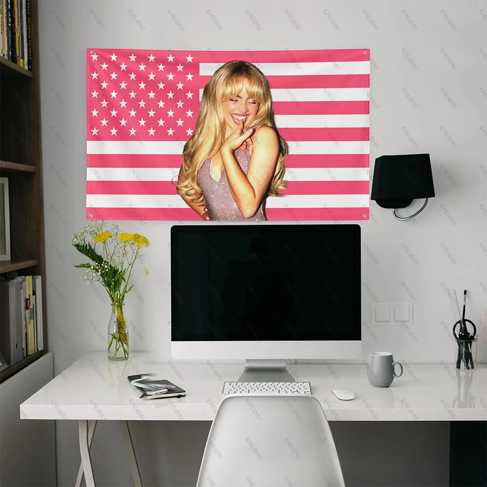 S-Sabrina C-Carpenter USA-Flagge, amerikanische Flagge, Wandteppich, Popstar, Raumdekoration, Konzertbanner, Geschenk, Fächer, Schlafzimmer, Wohnheim, Wandbehang, Geschenk – Detail 8