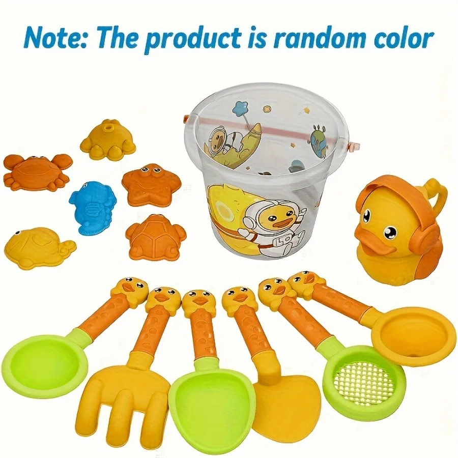 14-piece beach toy set duck beach toys beach play sand play water beach bucket digging sand fun duck random colors 3