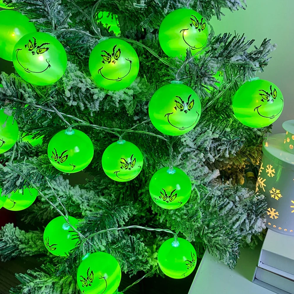 2024 Halloween Day Decoration Party String Lights Funny Green Balls Lights DIY Christmas Tree Decor Light Holiday Party Supplies 5