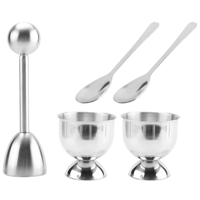 

Egg Cracker Topper Set – Soft Hard Boiled Eggs Separator Tool – Include Spoons And Cups-Shell Remover & Cutter-Steel Spoon & Cup