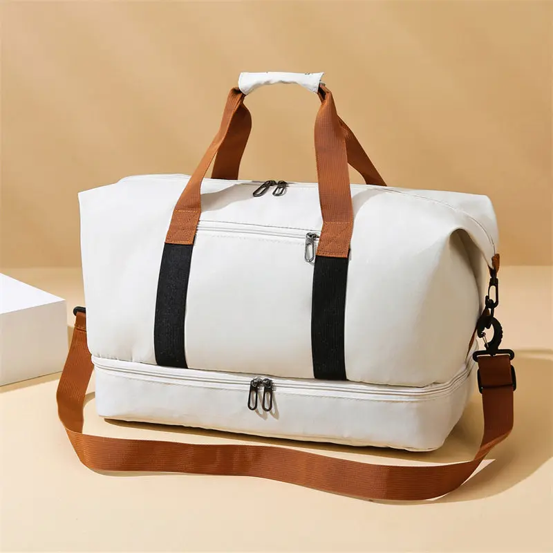 Portable Travel Gym Bag with Shoe Compartment and Shoulder Strap