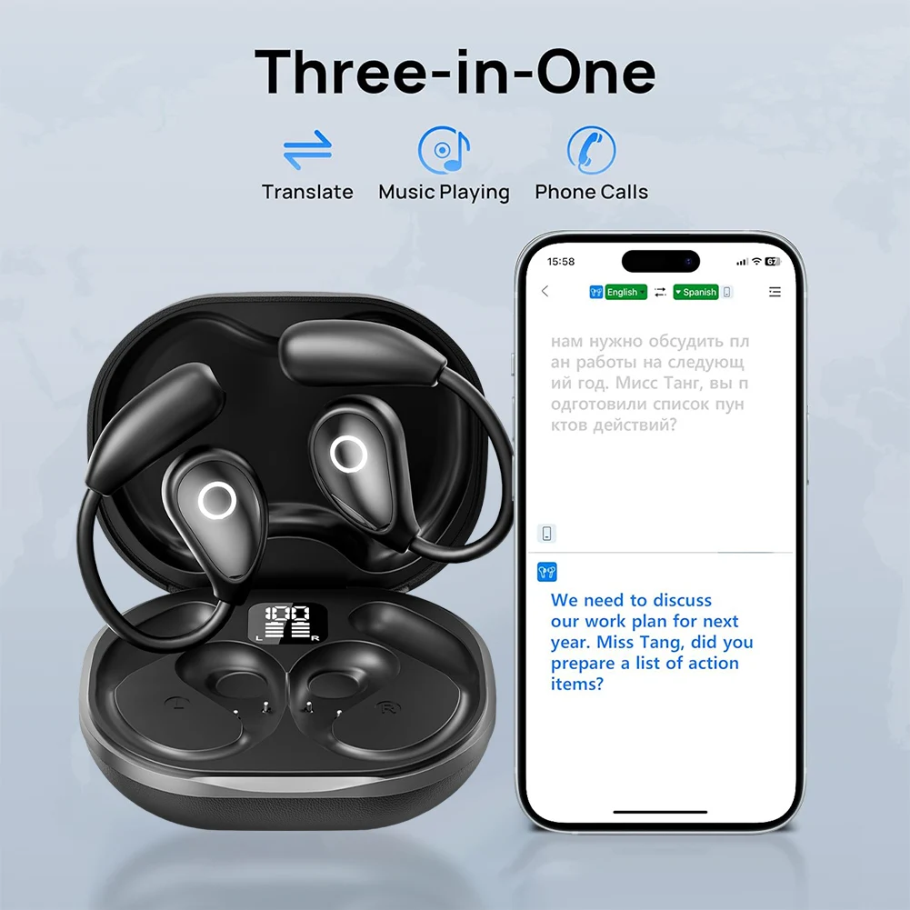 Translator Earbuds Voice Translator Language Translator Translator Earphones Translation Headset 144 Languages Intelligent Translate Earbuds Smart Voice Translator for Travel Business Learning