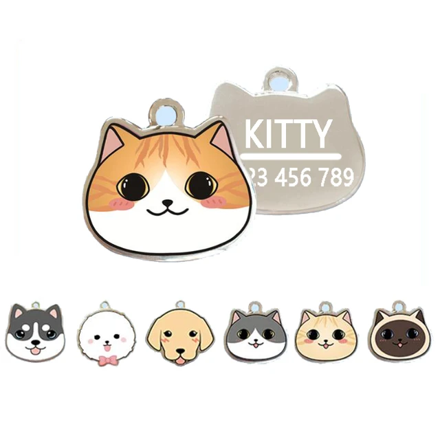 Personalized Cat Tag With Icon Handmade Acrylic ID Tag for Cats Collar  Kitten Adorable Nameplate Pendent Pet Products