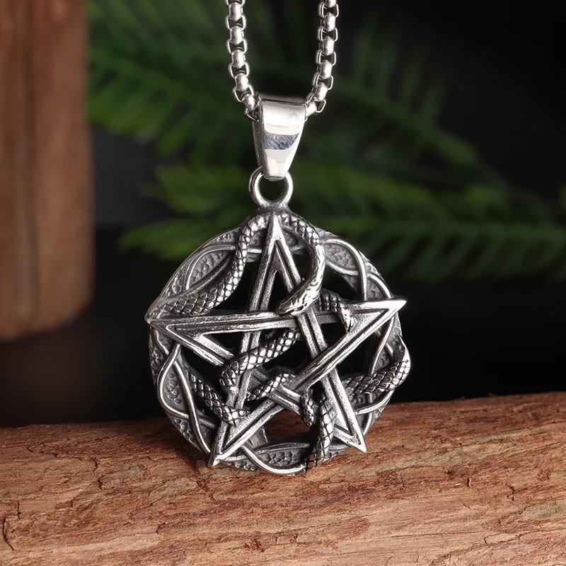 Witch Pentagram Necklace - Stainless Steel Pendant, 50cm Chain, Never Fade, For Women & Men - View #7