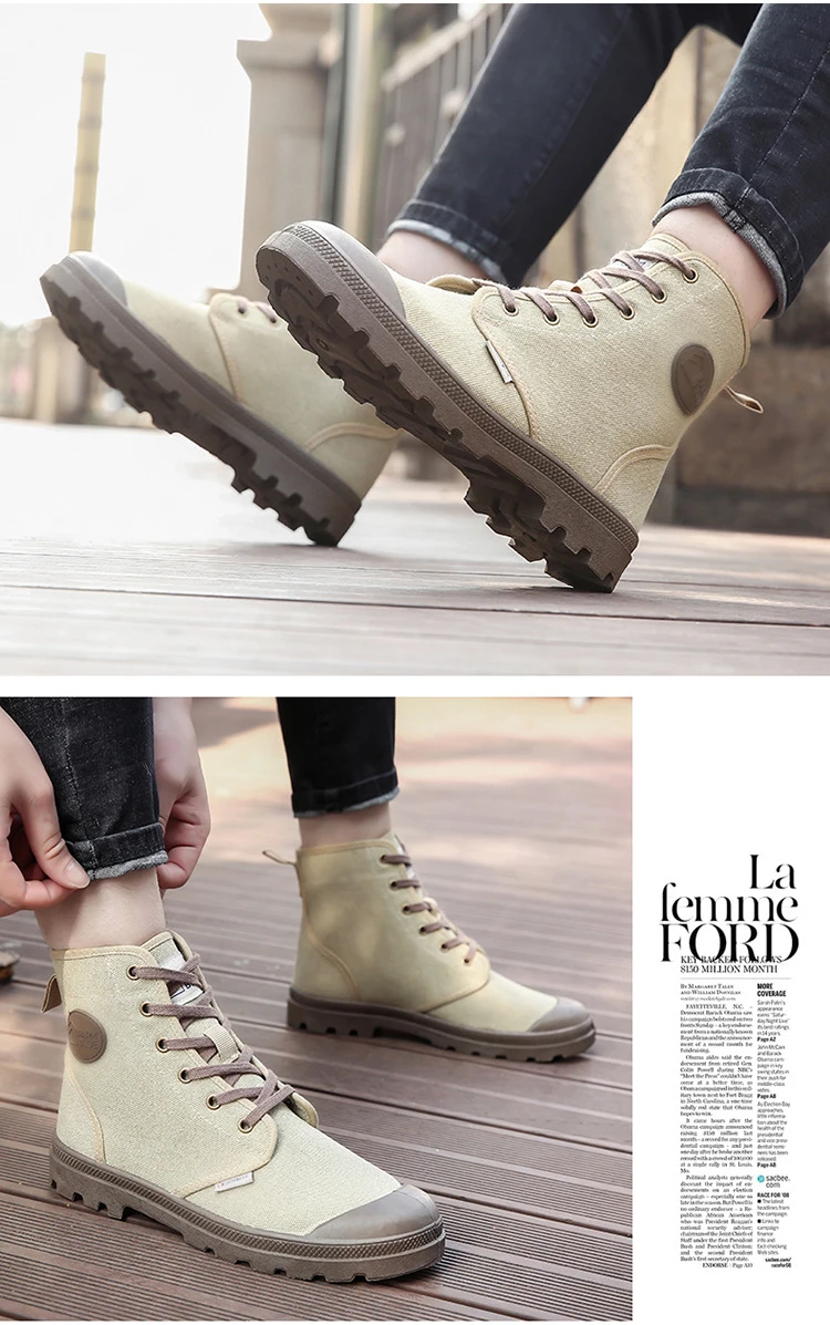 Chaussures montantes homme toile style militaire