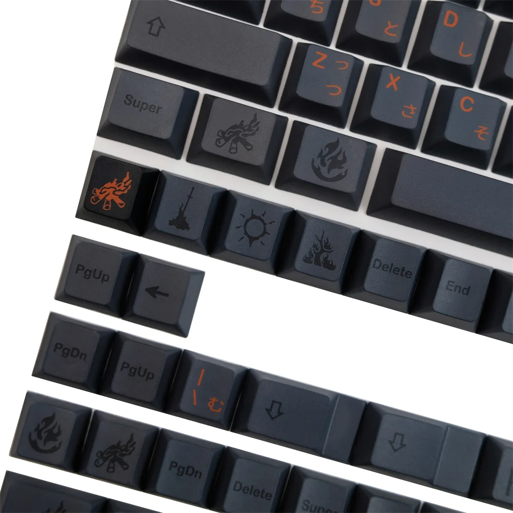GMK Cinder Keycap Japonês Preto 142 Chaves