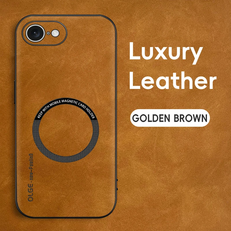 Magnetic Retro Leather Soft Phone Case with Wireless Charging Compatibility