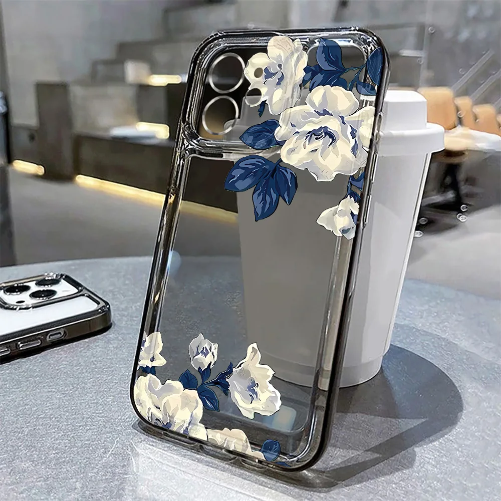 Transparent Vintage Floral Soft TPU Phone Case Cover