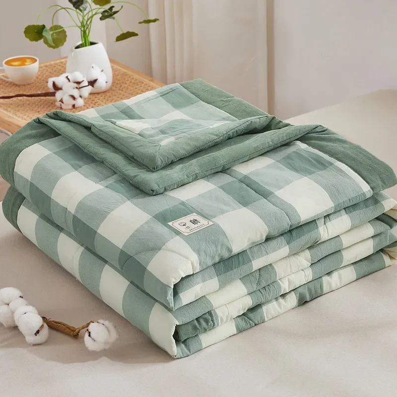 

New Summer Pure Cotton Quilt Lunch Break Plaid Air Conditioning Quilt Blanket for Summer Children's Kindergarten