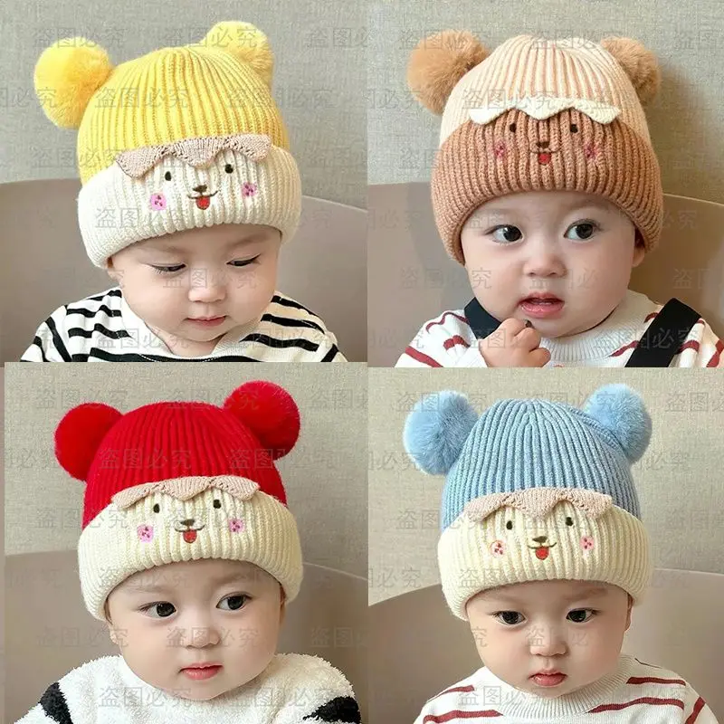 

Baby Hat, Autumn and Winter Knitted Hat, Baby Super Cute Fur Ball Hat, Boys and Girls, Winter Warmth, Cute Hat Trend Beanie