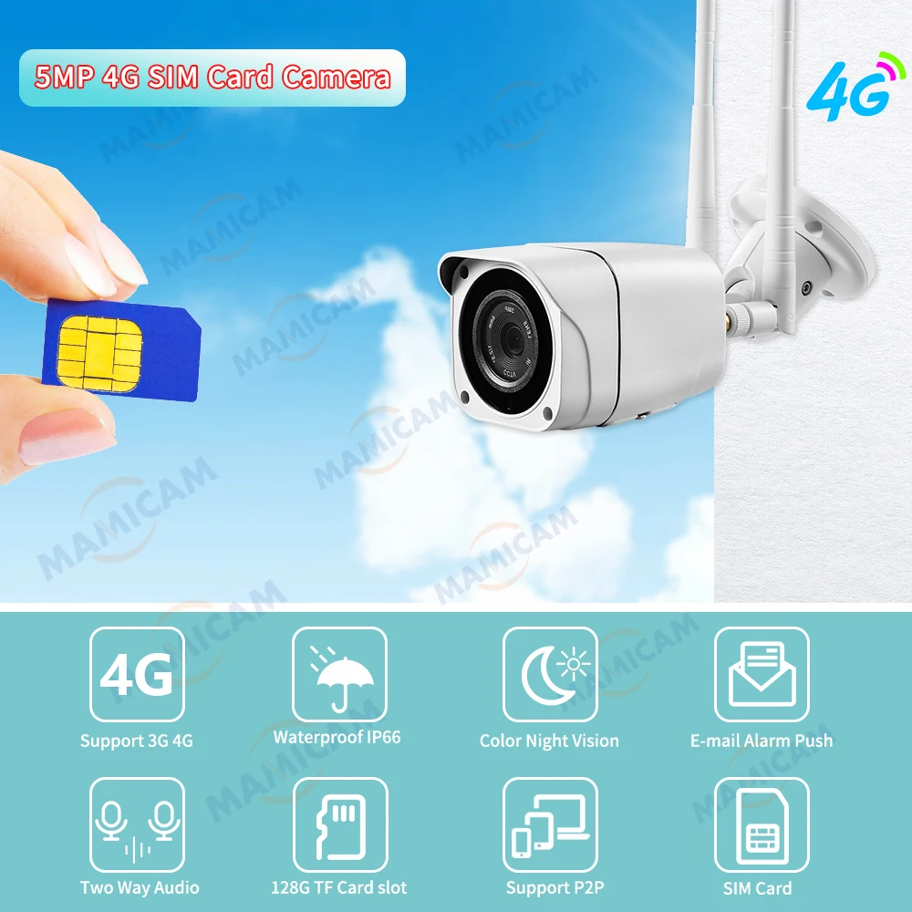 Video Surveillance Camera With Sim Card 4G 3G WIFI Security Protection Outdoor Videcam CCTV Night Vision IP66 Camhi surveillance camera wifi camera ip camera wifi ip camera