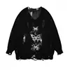 Yedinas Loose Hollow Out Knitted Tops Long Sleeve Autumn Print Women's Sweater Pullovers Lazy Style Knitwear Korean Trend 2024 6