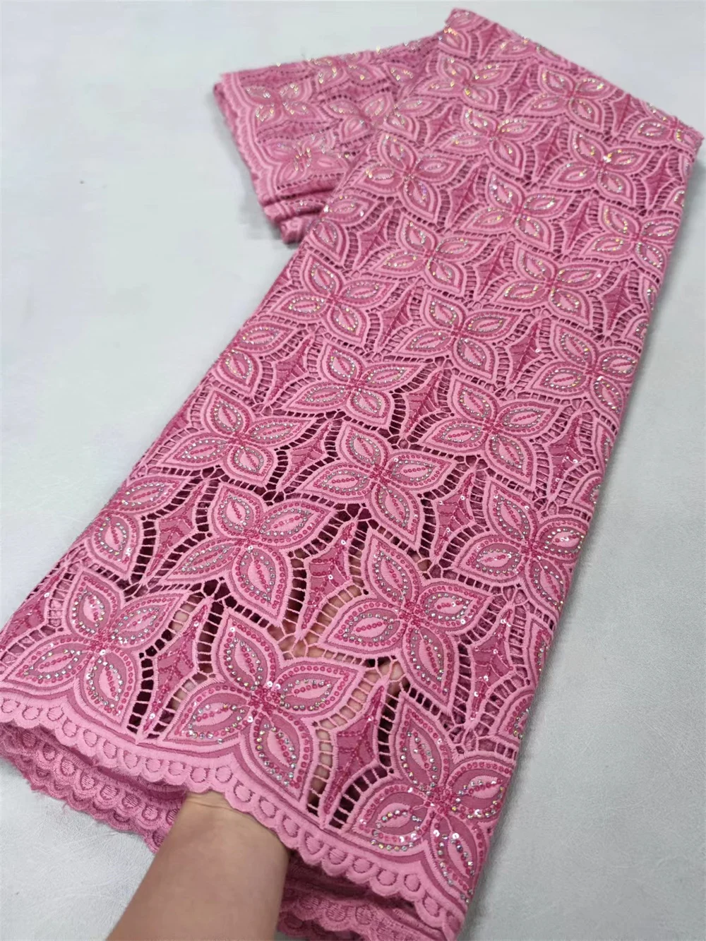 African Lace Fabric chiffon Swiss Voile Lace With Stones Nigerian Tulle Sequined Dubai Style 5Yards