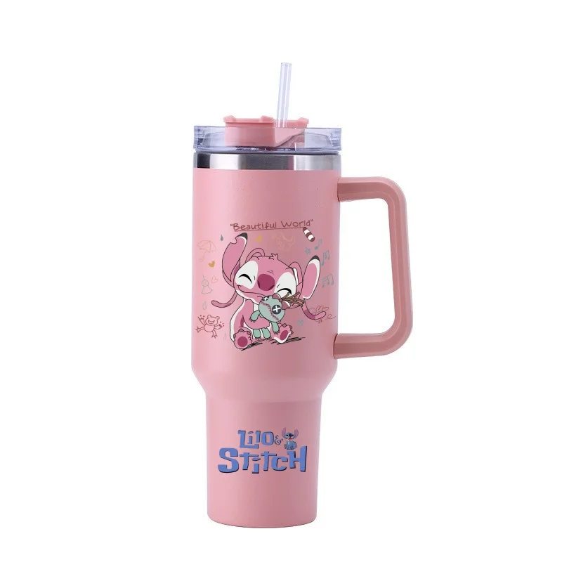 Vaso térmico Lilo y Stitch de 40 oz con pajilla y acero inoxidable