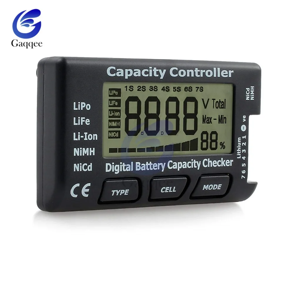 Digital Battery Tester LCD Display LiPo LiFe Li-ion Nicd NiMH Battery Capacity indicator Voltage Detector Capacitance Diagnostic battery tester,lithium battery tester,voltage gauge,voltage tester