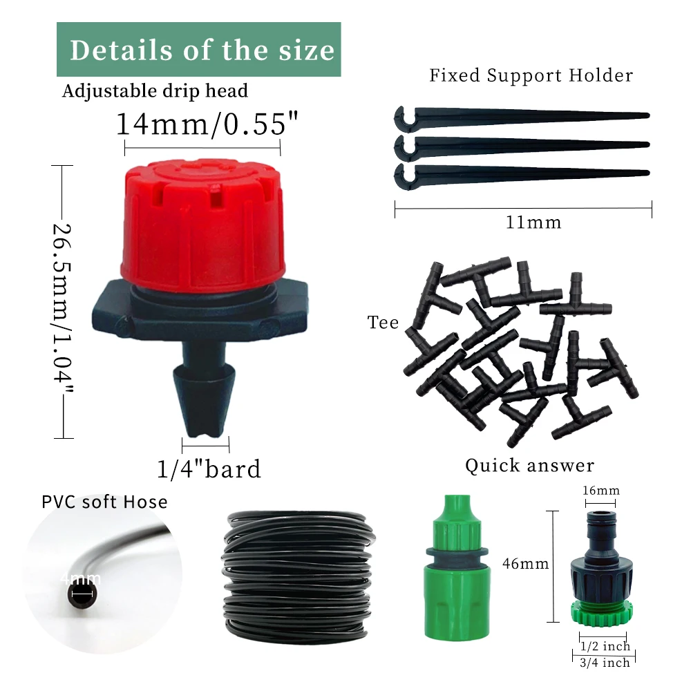 Drip Irrigation Kits OASIS 50M-5M DIY Drip Irrigation System Automatic Watering Garden Hose Micro Drip Watering Kits with Adjustable Drippers Plants Irrigation Kits Garden Irrigation Kits Drip Irrigation Tool