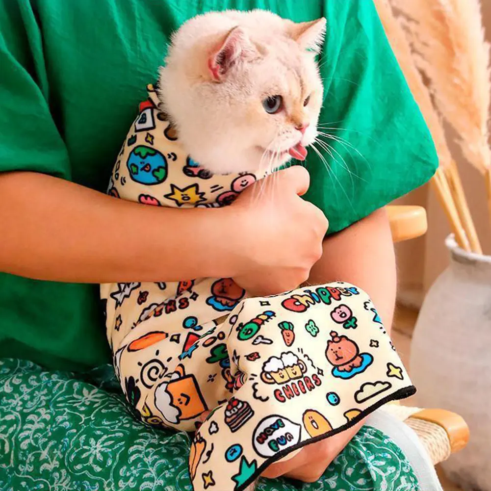 Cat Restraint Wrap Self-Adherent Cat Swaddle Burrito Wrap Anti-Bite Anti-Scratch Anti-Escape for Medicine Nail Clipping Pet Tool 2