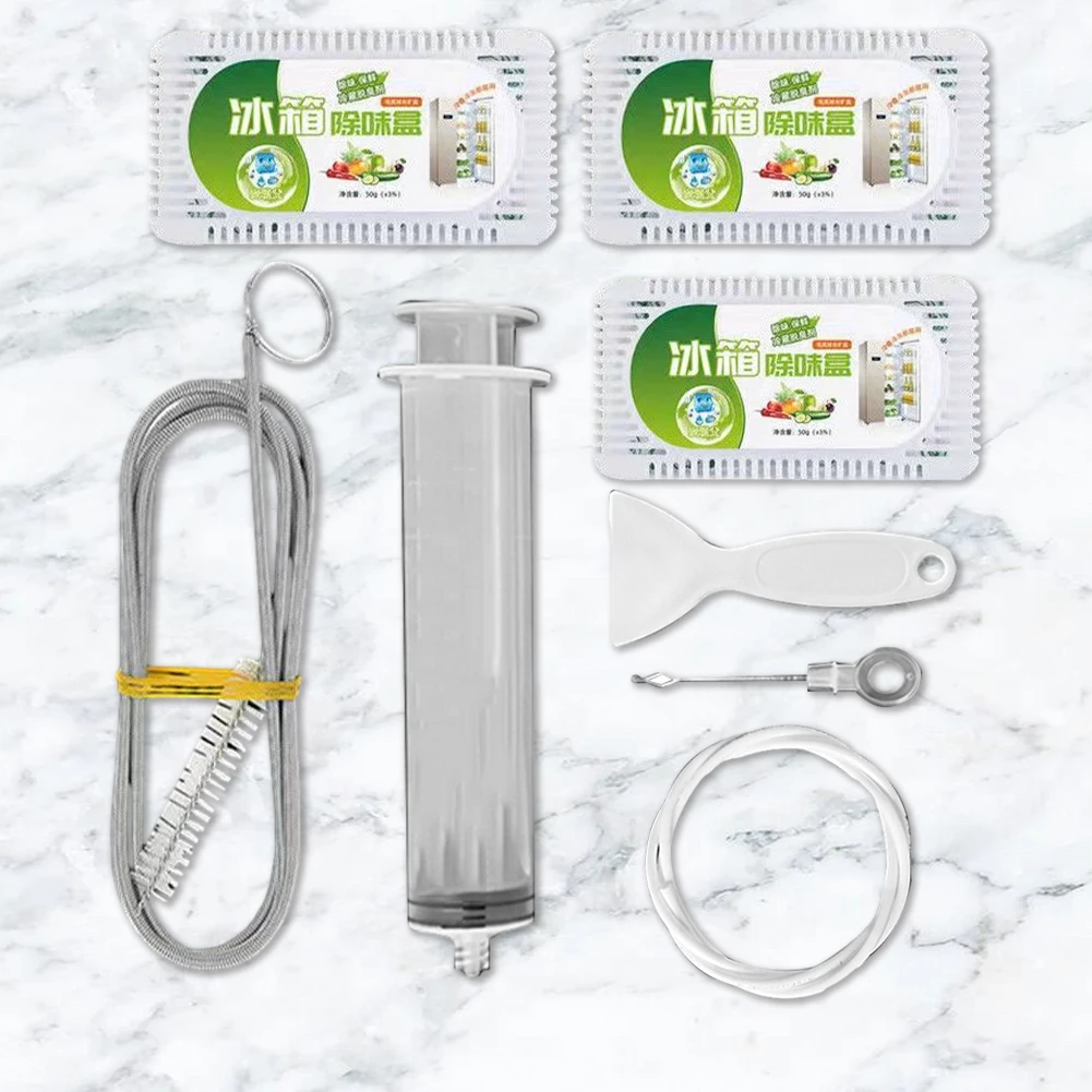 5/6/8 Pcs Refrigerator Water Outlet Cleaner Kit Reusable Refrigerator Drain Hole Clog Remover Cleaning Tool for Household Clean