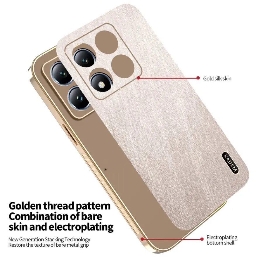 Luxury Gold Silk Skin Case - Full Protection Leather Shockproof Cover