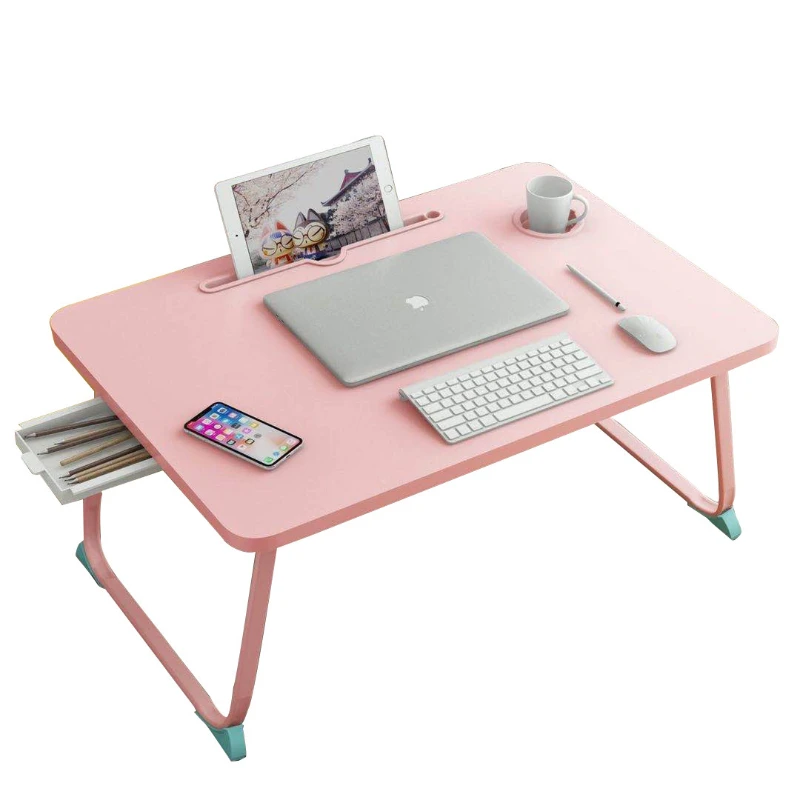 Mesa plegable pequeña para estudio, escritorio de cama para ordenador  portátil, mesa de comedor perezosa, escritorio