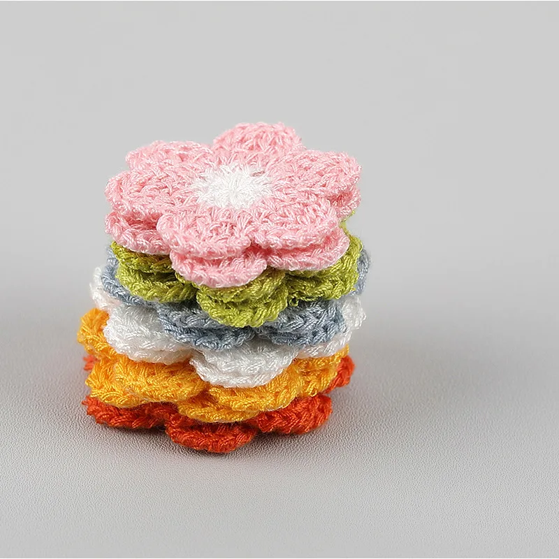 Floral Embroidered Knitted Patches - Decorative Fabric Stickers and Accessories (Set of 10)