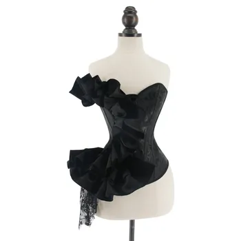 Luxury Vintage Bustier Corset Women Lace Floral Ruffle Jacquard Off Shoulder Masquerade Corset Sexy Overbust Slim Korsett Corset