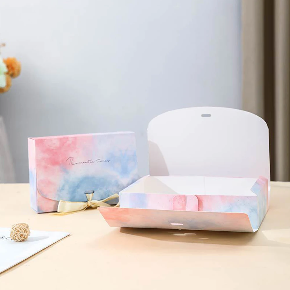 10Pcs/Lot Jewelry Box with Bow Exquisite Scarf Packaging Case for DIY Gift White Card Business Clothing Christmas Valentines Day