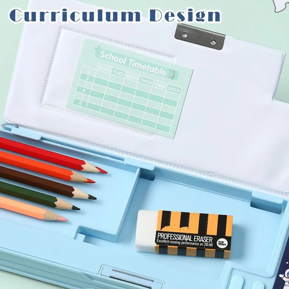 Plastic Pencil Case With Calculator/Pencil Sharpener Fun Mechanism Design Pencil Box Double Sided Use Multi-Functional Pen Bag - image 13