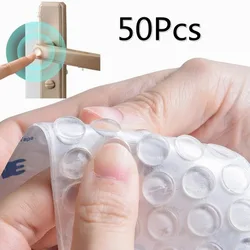 50pc Self-adhesive Silicone Door Stopper Furniture Damper Door Handle Protector Wall Bumper Noise Reduction Floor Protection Mat