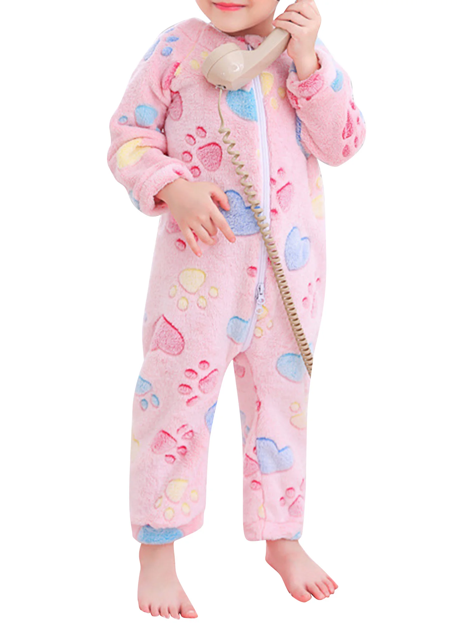 Baby Flannel Sleepwear Newborn Boys Girls Romper Robe Long Sleeve Zipper Soft Cute Cartoon Print Closure Clothes Toddler Pajamas