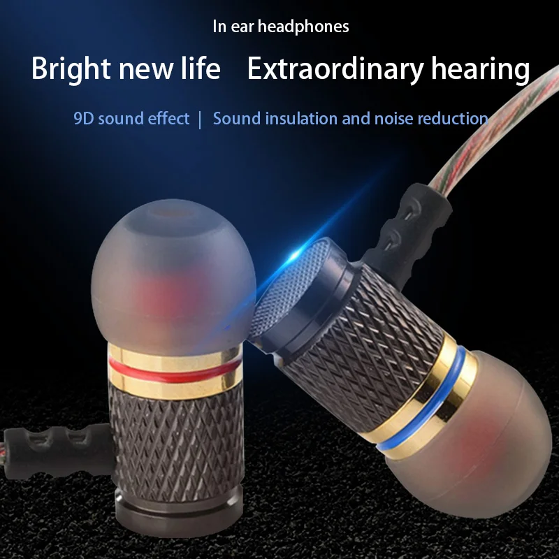 Cuffie cablate da 3,5 mm Cuffie intrauricolari Auricolari cablati con microfono Auricolari stereo bassi Cuffie sportive - immagine 2