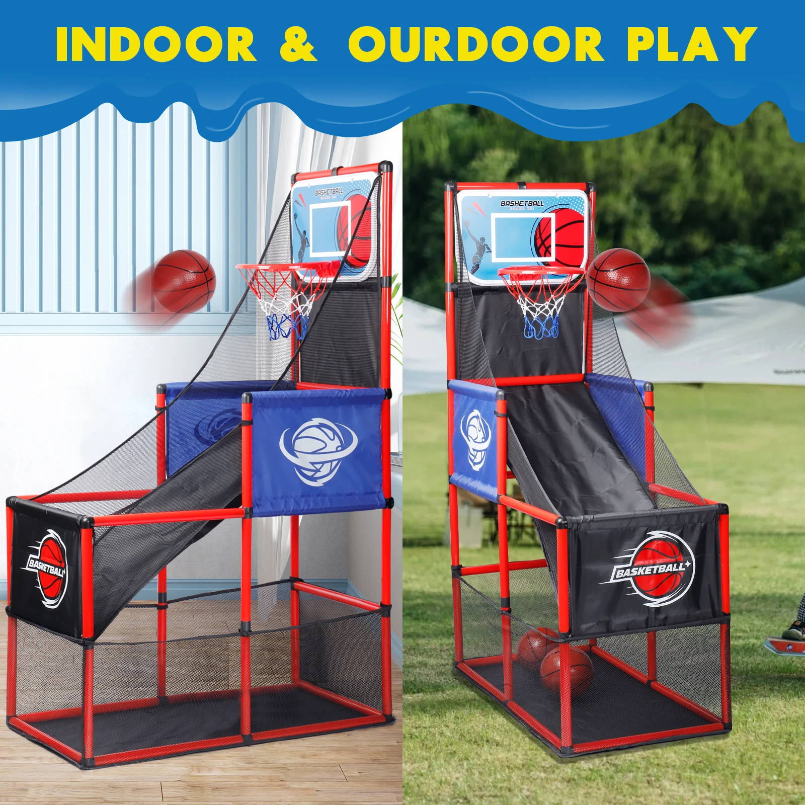 Arcade Basketball Game Set with Balls and Hoop,For Boys&Girls,Indoor Outdoor Toy,Ideal for Competition,Halloween/Christmas 4