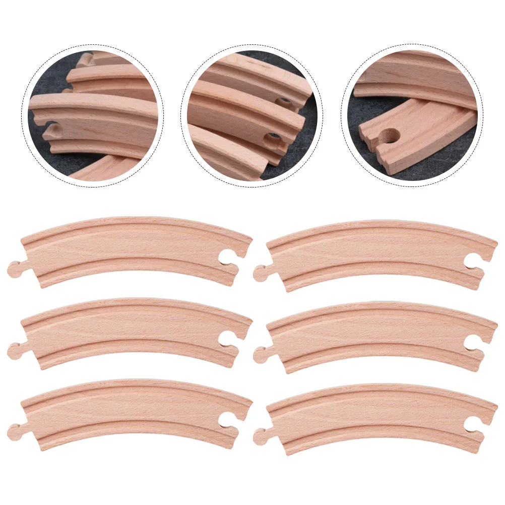 6 Pcs Puzzle Assembled Track Child Children&rsquo;s Toys Childrens Train Model Wooden Accessories Blocks
