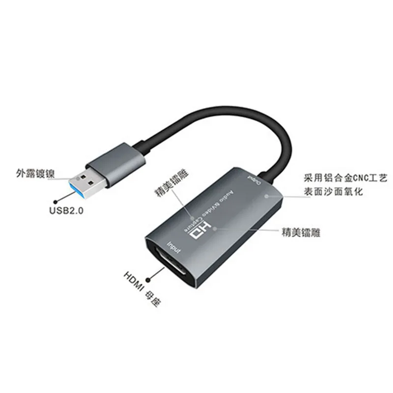 A02R 비디오 캡처 카드 USB 3.0 HD 오디오 캡처 카드 4K 60FPS 게임 실시간 스트리밍 비디오 레코더 캡처 장치