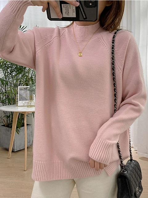 Women Mock Neck Pullovers Sweater High 
