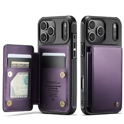 Leather Wallet Phone Case with Card Holder & Stand, RFID Blocking Credit Slots - Just case (PURPLE)