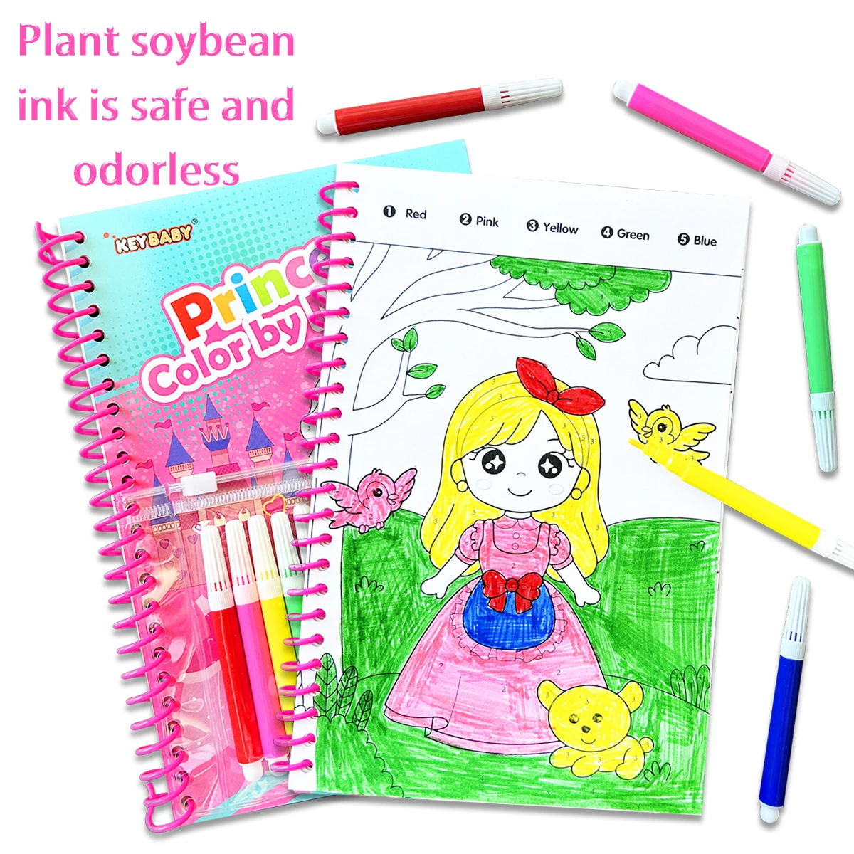 Vibrant Art Adventure: Themed Coloring Book with Watercolor Pens