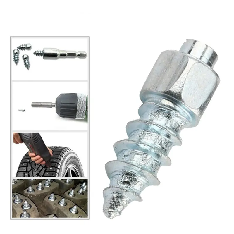 100pcs Non-Slip Tire Anti-Skid Spikes Wheel Nails Tire Boltsbolts Shoe Cleats for Car ATV Winter Emergency