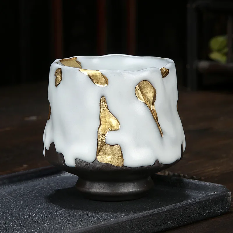 Feng Tea Cup Handmade Japanese Vintage Coarse Ceramic Coffee Cup Cross border Ceramic Kung Fu Tea Household Water
